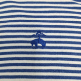 Brooks Brothers コットン ボーダー サイズS 刺繍 ポロシャツ ブルー ホワイト メンズ ブルックスブラザーズ【中古】5-0806S♪