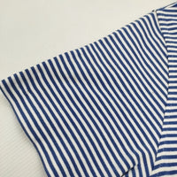 Brooks Brothers コットン ボーダー サイズS 刺繍 ポロシャツ ブルー ホワイト メンズ ブルックスブラザーズ【中古】5-0806S♪