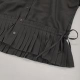 BEAMS HEART 裾プリーツ半袖SH2S 半袖シャツ ブラック レディース ビームスハート【中古】5-0708S♪