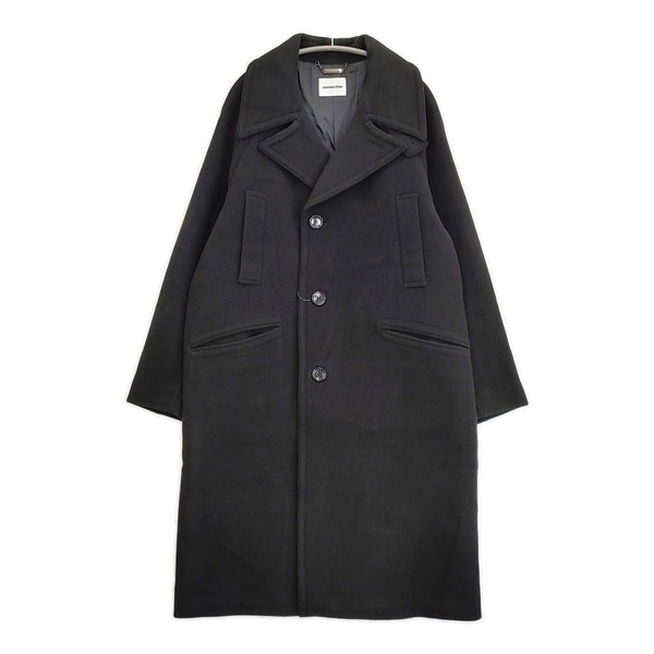 MONKEY TIME リバーメルトンセミダブルロングコート M スーパー120'sウール 定価57860円 23AW ブラック メンズ モンキータイム【中古】5-1103A