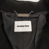MONKEY TIME リバーメルトンセミダブルロングコート M スーパー120'sウール 定価57860円 23AW ブラック メンズ モンキータイム【中古】5-1103A