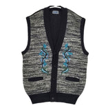 KENZO 刺繍 ウールナイロン ノースリーブニット ベスト グレー メンズ ケンゾー【中古】5-1119T∞