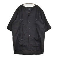 bukht NO COLLAR CUBA SHIRTS B-82210 サイズ2/L ピンタック ノーカラー 半袖シャツ ブラック メンズ ブフト【中古】5-0806S♪