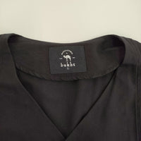 bukht NO COLLAR CUBA SHIRTS B-82210 サイズ2/L ピンタック ノーカラー 半袖シャツ ブラック メンズ ブフト【中古】5-0806S♪