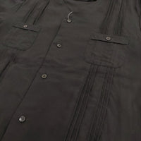 bukht NO COLLAR CUBA SHIRTS B-82210 サイズ2/L ピンタック ノーカラー 半袖シャツ ブラック メンズ ブフト【中古】5-0806S♪