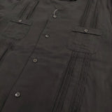 bukht NO COLLAR CUBA SHIRTS B-82210 サイズ2/L ピンタック ノーカラー 半袖シャツ ブラック メンズ ブフト【中古】5-0806S♪