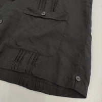 bukht NO COLLAR CUBA SHIRTS B-82210 サイズ2/L ピンタック ノーカラー 半袖シャツ ブラック メンズ ブフト【中古】5-0806S♪