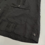 bukht NO COLLAR CUBA SHIRTS B-82210 サイズ2/L ピンタック ノーカラー 半袖シャツ ブラック メンズ ブフト【中古】5-0806S♪