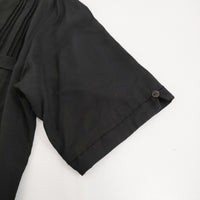 bukht NO COLLAR CUBA SHIRTS B-82210 サイズ2/L ピンタック ノーカラー 半袖シャツ ブラック メンズ ブフト【中古】5-0806S♪