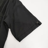 bukht NO COLLAR CUBA SHIRTS B-82210 サイズ2/L ピンタック ノーカラー 半袖シャツ ブラック メンズ ブフト【中古】5-0806S♪