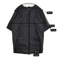 bukht NO COLLAR CUBA SHIRTS B-82210 サイズ2/L ピンタック ノーカラー 半袖シャツ ブラック メンズ ブフト【中古】5-0806S♪