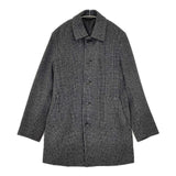 INHERIT BISHU 尾州 メルトンチェック ステンカラーコート チャコールグレー メンズ インヘリット【中古】5-1120T∞
