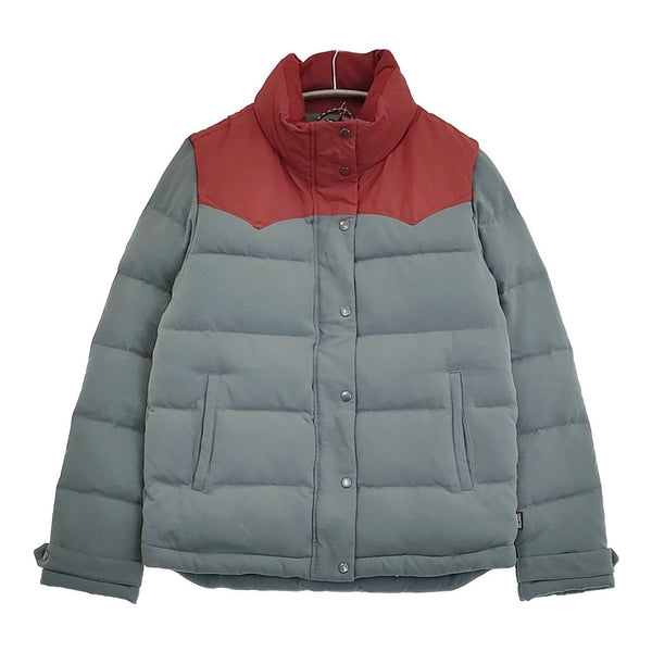 patagonia BIVY DOWN JACKET サイズM ビビーダウンジャケット キノコ裏地 ダウンジャケット ブルーグレー レッド レディース パタゴニア【中古】5-1108A♪