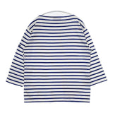 SAINT JAMES フランス製 ピリアック サイズT4 七分袖 ボーダー Ｔシャツ カットソー ホワイト ブルー メンズ セントジェームス【中古】6-0330M∞