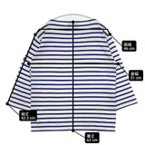 SAINT JAMES フランス製 ピリアック サイズT4 七分袖 ボーダー Ｔシャツ カットソー ホワイト ブルー メンズ セントジェームス【中古】6-0330M∞