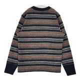 CURLY コットンアクリル ボーダー セーター ニット ネイビー ブラウン メンズ カーリー【中古】5-1023T∞