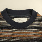 CURLY コットンアクリル ボーダー セーター ニット ネイビー ブラウン メンズ カーリー【中古】5-1023T∞