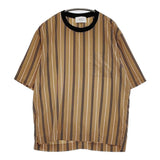 STUDIOUS ポリエステル プルオーバー ストライプ サイズ2 半袖Ｔシャツ カットソー ベージュ ブラック メンズ ステュディオス【中古】5-0806S♪