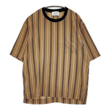 STUDIOUS ポリエステル プルオーバー ストライプ サイズ2 半袖Ｔシャツ カットソー ベージュ ブラック メンズ ステュディオス【中古】5-0806S♪