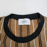 STUDIOUS ポリエステル プルオーバー ストライプ サイズ2 半袖Ｔシャツ カットソー ベージュ ブラック メンズ ステュディオス【中古】5-0806S♪