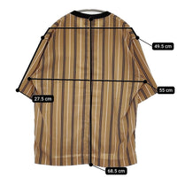 STUDIOUS ポリエステル プルオーバー ストライプ サイズ2 半袖Ｔシャツ カットソー ベージュ ブラック メンズ ステュディオス【中古】5-0806S♪
