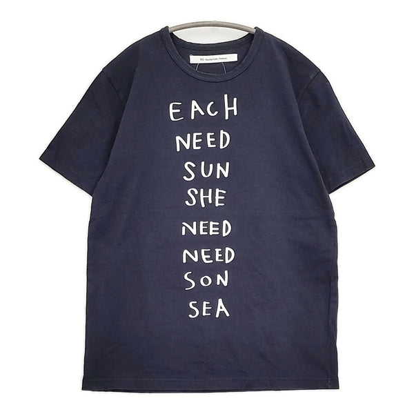 EEL プリントTシャツ サイズM クルーネック 半袖Ｔシャツ カットソー ネイビー メンズ イール【中古】5-0806S♪