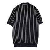 FRED PERRY ニットポロシャツ サイズS ストライプ ポロシャツ ネイビー メンズ フレッドペリー【中古】5-0806S♪