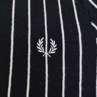 FRED PERRY ニットポロシャツ サイズS ストライプ ポロシャツ ネイビー メンズ フレッドペリー【中古】5-0806S♪