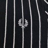 FRED PERRY ニットポロシャツ サイズS ストライプ ポロシャツ ネイビー メンズ フレッドペリー【中古】5-0806S♪