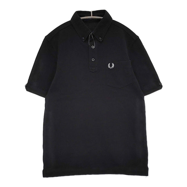 FRED PERRY ボタンダウン 鹿の子 サイズS ポロシャツ ブラック メンズ フレッドペリー【中古】5-0806S♪