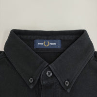 FRED PERRY ボタンダウン 鹿の子 サイズS ポロシャツ ブラック メンズ フレッドペリー【中古】5-0806S♪