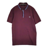 FRED PERRY 鹿の子 サイズS 刺繍 ポロシャツ ワインレッド メンズ フレッドペリー【中古】5-0806S♪