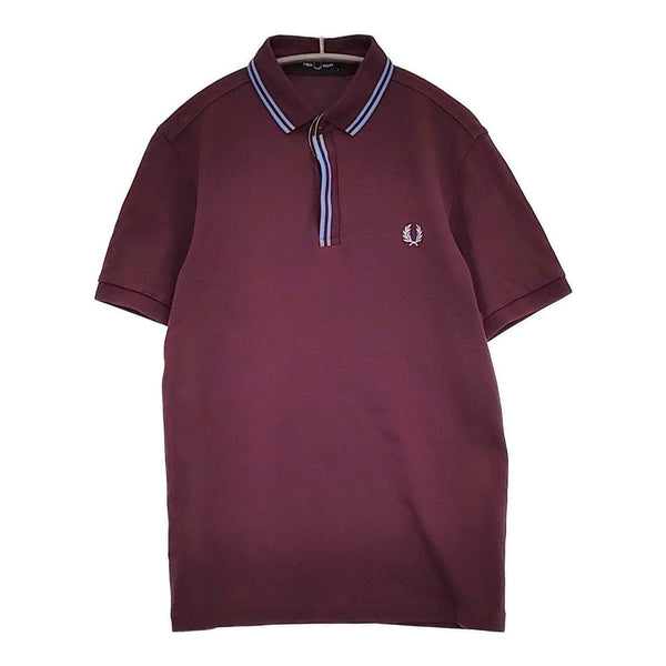 FRED PERRY 鹿の子 サイズS 刺繍 ポロシャツ ワインレッド メンズ フレッドペリー【中古】5-0806S♪