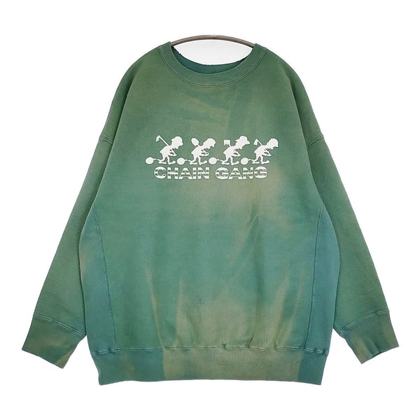 BOWWOW 未使用品 CHAIN GANG SWEATSHIRTS AGING XL 定価28600円 ダメージ加工 スウェット 24AW グリーン メンズ バウワウ【中古】5-0731M♪