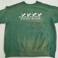 BOWWOW 未使用品 CHAIN GANG SWEATSHIRTS AGING XL 定価28600円 ダメージ加工 スウェット 24AW グリーン メンズ バウワウ【中古】5-0731M♪