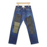 kenichi. ケンイチ LEATHER PATCH REMAKE DENIM 定価36300円 合成皮革 ジーンズ デニムパンツ ブルー メンズ【中古】5-1106G∞