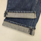 kenichi. ケンイチ LEATHER PATCH REMAKE DENIM 定価36300円 合成皮革 ジーンズ デニムパンツ ブルー メンズ【中古】5-1106G∞