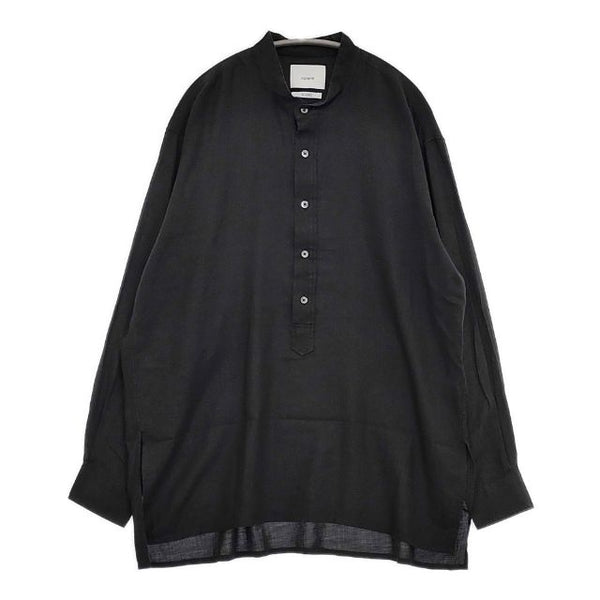 nuterm ICONS別注 コットン シルク バンドカラー プルオーバー 長袖シャツ ブラック メンズ ニューターム【中古】5-1106M∞