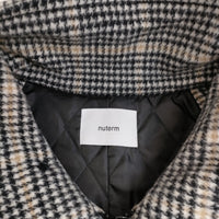 nuterm BIG HARRINGTON JACKET チェック ウール サイズS ジャケット ブラック ベージュ ホワイト メンズ ニューターム【中古】5-1007A◆