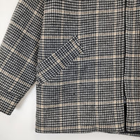 nuterm BIG HARRINGTON JACKET チェック ウール サイズS ジャケット ブラック ベージュ ホワイト メンズ ニューターム【中古】5-1007A◆