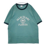 Champion トリムTシャツ リンガー プリント サイズXL C8-Z329 palm island florida 半袖Ｔシャツ カットソー エメラルドグリーン メンズ チャンピオン【中古】6-0422S∞