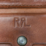 RRL コンチョボタン イタリア製 レザーサイズ 革 二つ折り財布 ブラウン メンズ ダブルアールエル【中古】5-0815G♪