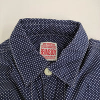 BEAMS BOY ドット 水玉 シャツワンピース ワンピース ネイビー ホワイト レディース ビームスボーイ【中古】5-0819S♪