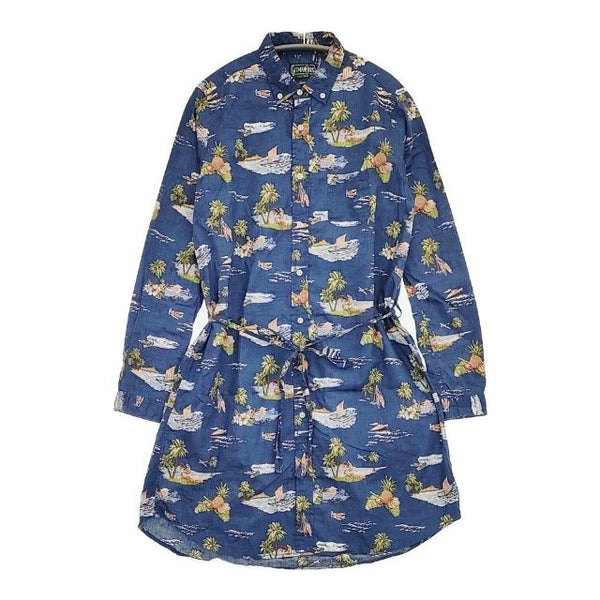 GITMAN BROS. アロハ柄 USA製 アメリカ製 ベルト付き ワンピース ネイビー マルチカラー レディース ギットマンブラザーズ【中古】5-1016M∞