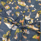 GITMAN BROS. アロハ柄 USA製 アメリカ製 ベルト付き ワンピース ネイビー マルチカラー レディース ギットマンブラザーズ【中古】5-1016M∞