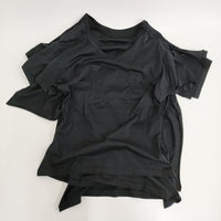 B Yohji Yamamoto 2シルケット 天竺3重半袖Tシャツ NN-T58-074 サイズ2 カットソー ブラック メンズ ビーヨウジヤマモト【中古】5-0815S♪
