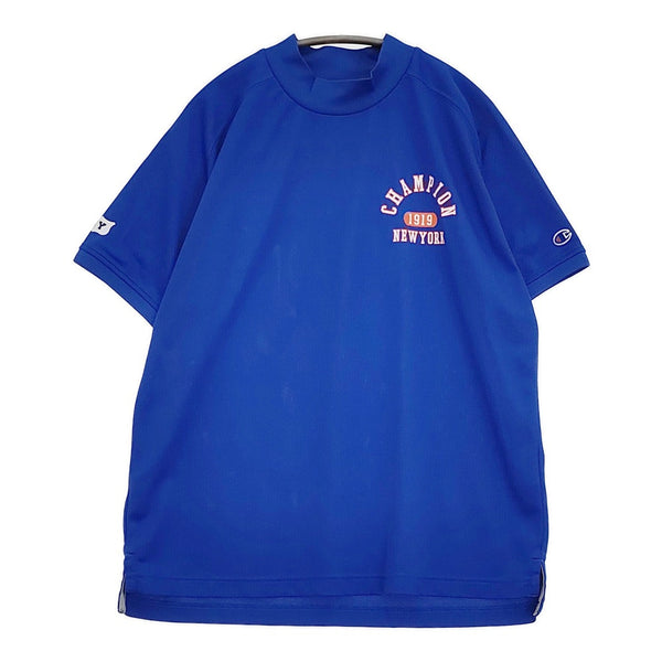 Champion GOLF モックネックシャツ サイズL 定価8580円 ゴルフウェア 半袖Ｔシャツ カットソー ブルー メンズ チャンピオン【中古】5-0815S♪