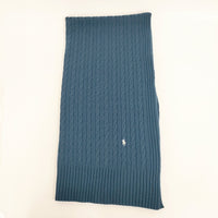 RALPH LAUREN ケーブルニット 大判 ウールアクリル マフラー ストール ネイビー レディース ラルフローレン【中古】5-1006T◎