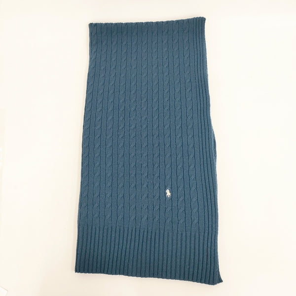 RALPH LAUREN ケーブルニット 大判 ウールアクリル マフラー ストール ネイビー レディース ラルフローレン【中古】5-1006T◎