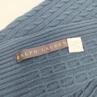 RALPH LAUREN ケーブルニット 大判 ウールアクリル マフラー ストール ネイビー レディース ラルフローレン【中古】5-1006T◎